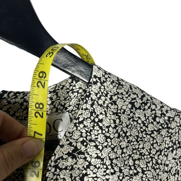 Vintage 90 Black White Micro Floral Short Sleeve Mid Tie Wide Leg Jumpsuit Small - Picture 10 of 10